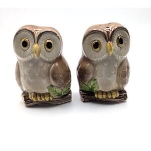 OTAGIRI Owl Salt Pepper Shakers 1981 Hand Painted Japan Ceramic Bird Set READ